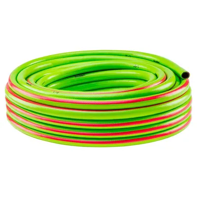 Градински маркуч за поливане Verto PVC 3-слоен армиран 25 bar, 20 м, зелен, 15G820
