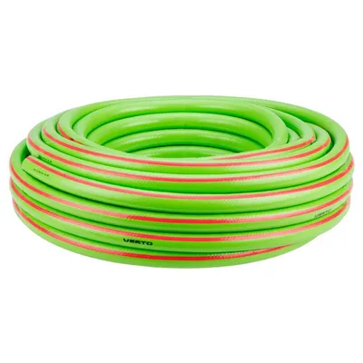 Градински маркуч за поливане Verto PVC 3-слоен армиран 25 bar, 20 м, зелен, 15G823