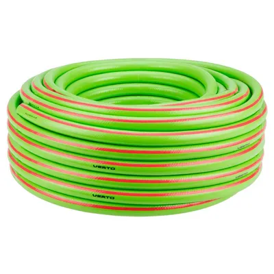 Градински маркуч за поливане Verto PVC 3-слоен армиран 25 bar, 30 м, зелен, 15G821