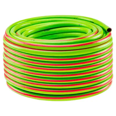 Градински маркуч за поливане Verto PVC 3-слоен армиран 25 bar, 50 м, зелен, 15G822