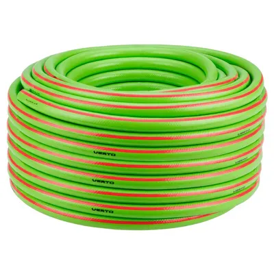 Градински маркуч за поливане Verto PVC 3-слоен армиран 25 bar, 50 м, зелен, 15G825