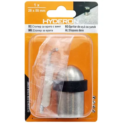 Стопер за врата Hyderon за монтаж с дюбел  хром мат, ф 28x50 мм, HSL-28