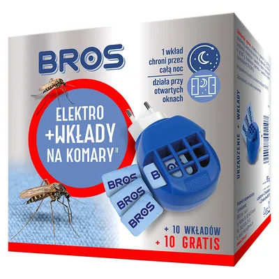 Електрически изпарител Bros против комари комплект с 10 бр. таблетки 20 м2