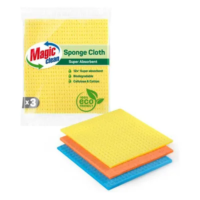 Кърпа Magic Clean абсорбираща домакинска биоразградима 3 бр., 140х140 мм, S