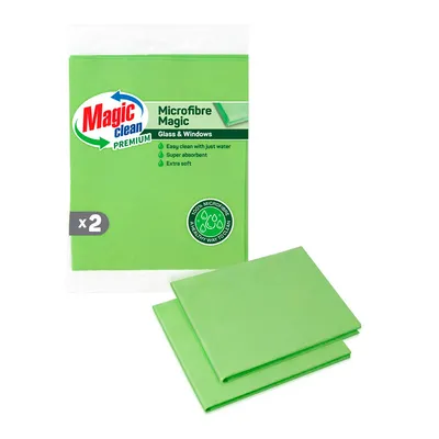 Кърпа Magic Clean абсорбираща за прозорци  зелена, 2 бр., Premium Magic