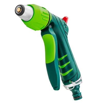 Пистолет за поливане Verto градински PVC/метал със скоба 1/2" - 3/4", 2 функции, 15G706