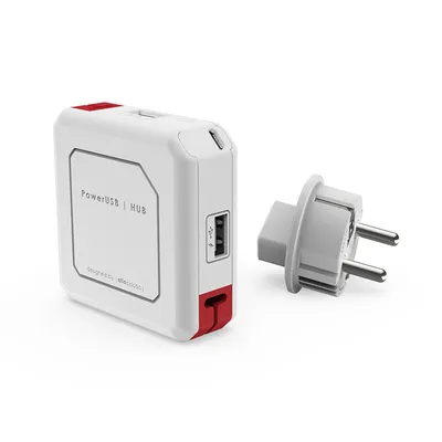 Адаптор от 220 V към USB Allocacoc 4xUSB+1x micro USB  бял, PowerUSB Hub