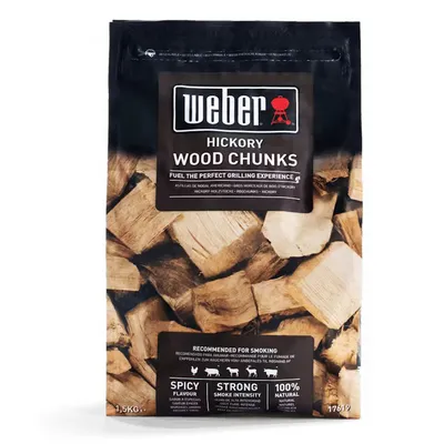 Дървен чипс Weber за опушване едри парчета хикория 1.5 кг