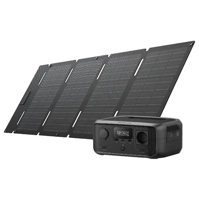 Преносима електростанция EcoFlow комплект със соларен панел 300 W, 245 Wh, 230 V, 3 A, River 3 UPS