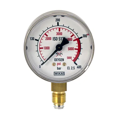 Радиален манометър за въглероден диоксид Oxyturbo  ф 63 мм, 0-400 bar, Maxy