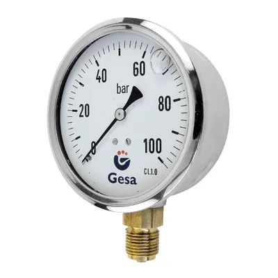 Радиален манометър за въздух Gesa глицеринов  ф 100 мм, 0-60 bar, М0302