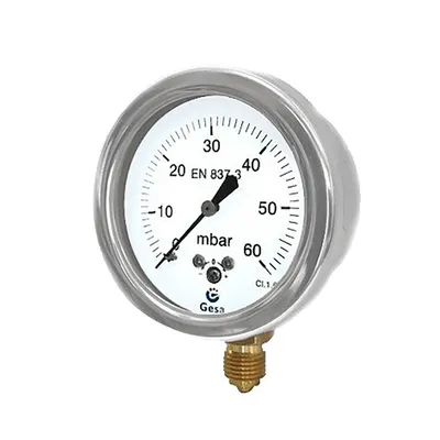Радиален манометър за въздух Gesa сух  ф 63 мм, 0-0.06 bar, M0401