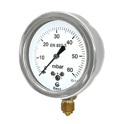 Радиален манометър за въздух Gesa сух  ф 63 мм, 0-0.06 bar, M0403