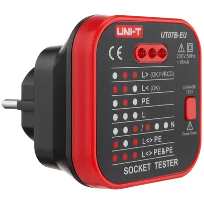 Тестер за контакт и остатъчен ток Uni-T  AC, 230 V, UT07B-EU