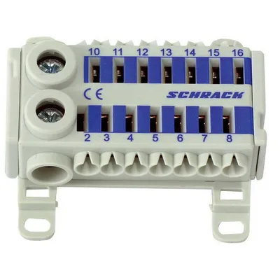 Блок Schrack Technik клемен за бързо свързване  2х25/14х4 мм2, син, 80 A