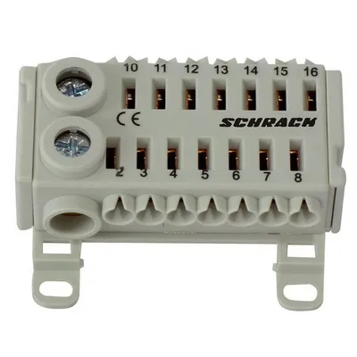 Блок Schrack Technik клемен за бързо свързване  2х25/14х4 мм2, сив, 80 A