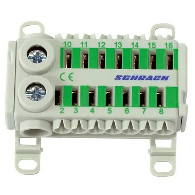 Блок Schrack Technik клемен за бързо свързване  2х25/14х4 мм2, зелен, 80 A
