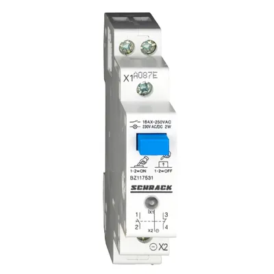 Бутон Schrack Technik модулен за DIN шина 16 A, 230 V, 1 NO + 1 NC