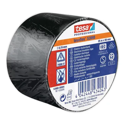 Лента Tesa електроизолационна  50 мм, 20 м, черна, PVC, tesaflex®