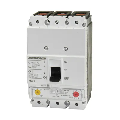 Прекъсвач мощностен Schrack Technik автоматичен тип А-1 регулируем 100 A, 25 kA, 3P, 690 V, 80-100 А, MC1B-A100