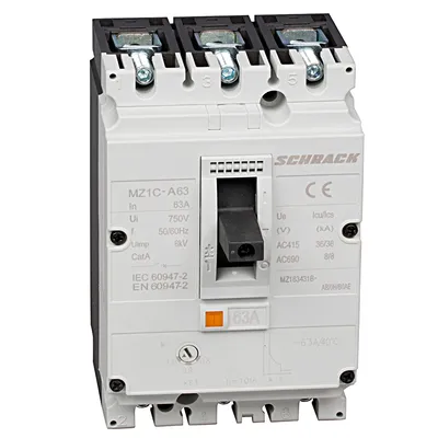 Прекъсвач мощностен Schrack Technik автоматичен тип А-1 регулируем 63 A, 36 kA, 3P, 690 V, 50-63 А, MZ1