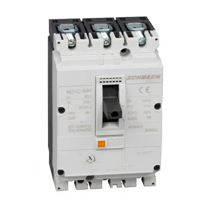 Прекъсвач мощностен Schrack Technik автоматичен тип А-1 регулируем 80 A, 36 kA, 3P, 690 V, 64-80 А, MZ1