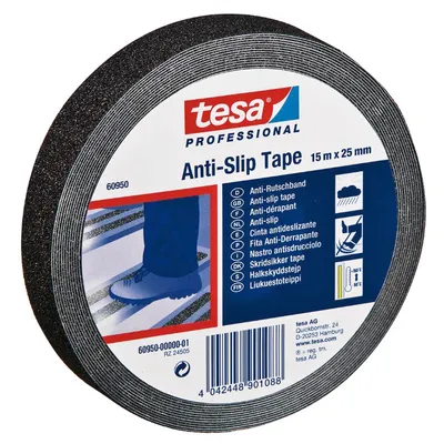 Противоплъзгаща лента Tesa за стълби 25 мм, 15 м, черна, Anti-Slip
