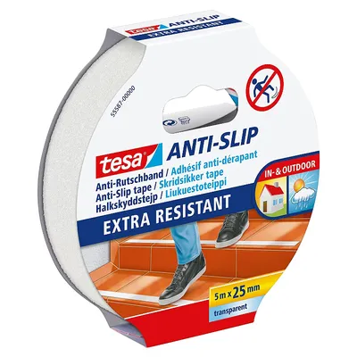 Противоплъзгаща лента Tesa за стълби 25 мм, 5 м, бял, Anti-Slip