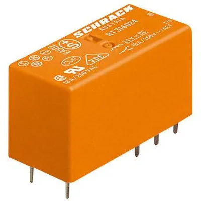 Реле Schrack Technik миниатюрно за печатни платки 2 C/O, 8 A, 24 V, DC, RT