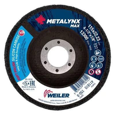 Диск за полиране Weiler от филц за ъглошлайф 115х22.2 мм, P150, Metalynx