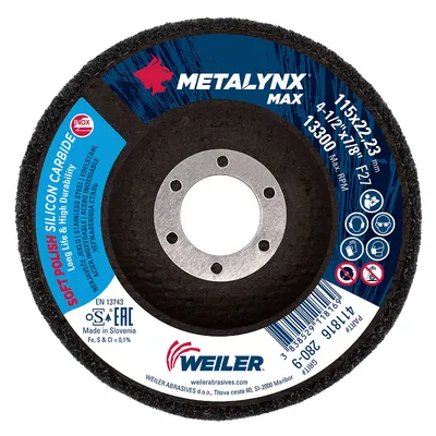 Диск за полиране Weiler от филц за ъглошлайф 115х22.2 мм, P280, Metalynx
