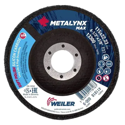 Диск за полиране Weiler от филц за ъглошлайф 115х22.2 мм, P600, Metalynx