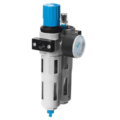 Филтър регулатор Festo с манометър и омаслител 1000 л/мин, 1/4 ", 40 µm, FRC-1/4-D-MINI-A