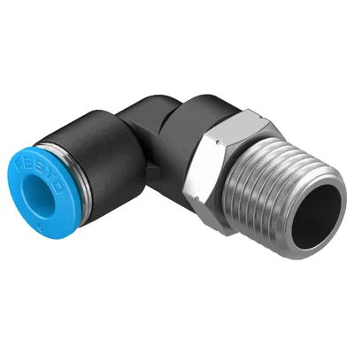 Коляно пневматично Festo Push In шлаух - резба 1/4", шлаух 6 мм, QSL-1/4-6