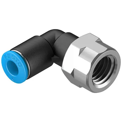 Коляно пневматично Festo Push In шлаух - резба 1/4", шлаух 6 мм, QSLF-1/4-6-B
