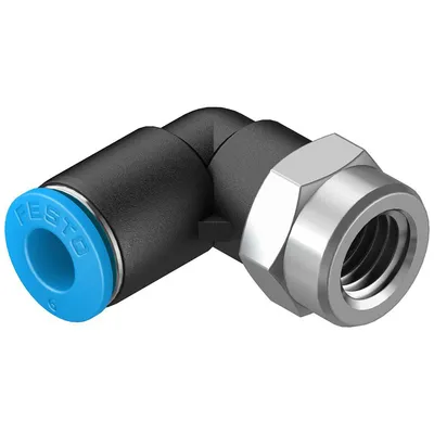 Коляно пневматично Festo Push In шлаух - резба 1/8", шлаух 6 мм, QSLF-1/8-6-B