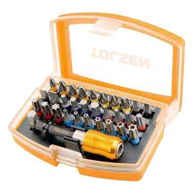 Накрайник бит Tolsen комплект PH/PZ/SB/TX/SW с магнитен държач 1/4", 32 бр.