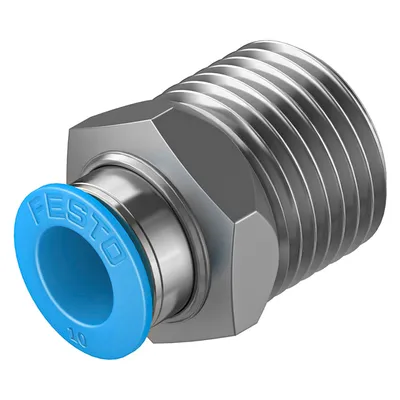 Съединител пневматичен Festo Push In шлаух - резба 1/2", шлаух 10 мм, QS-1/2-10