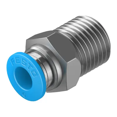 Съединител пневматичен Festo Push In шлаух - резба  1/4", шлаух 6 мм, QS-1/4-6