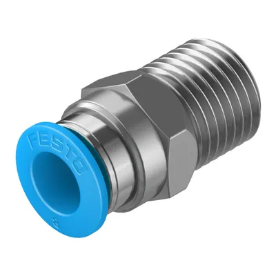 Съединител пневматичен Festo Push In шлаух - резба 1/4", шлаух 8 мм, QS-1/4-8