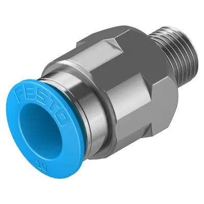 Съединител пневматичен Festo Push In шлаух - резба 1/8", шлаух 10 мм, QS-1/8-10