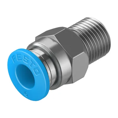 Съединител пневматичен Festo Push In шлаух - резба 1/8", шлаух 6 мм, QS-1/8-6