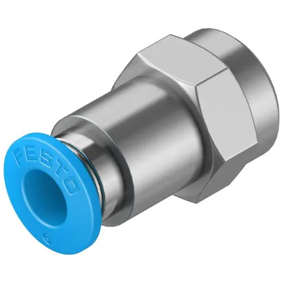 Съединител пневматичен Festo Push In шлаух - резба 1/8", шлаух 6 мм, QSF-1/8-6-B