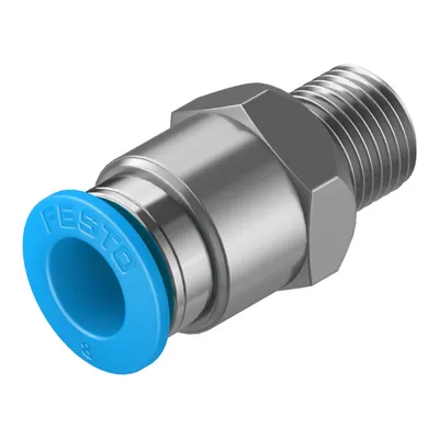 Съединител пневматичен Festo Push In шлаух - резба 1/8", шлаух 8 мм, QS-1/8-8