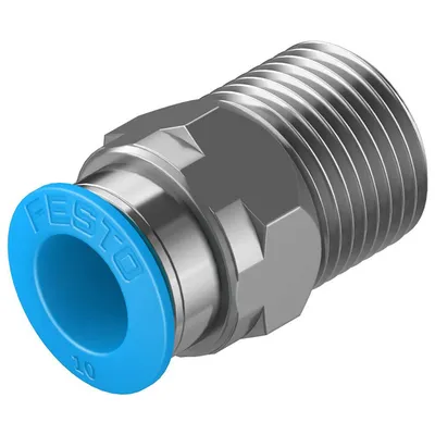 Съединител пневматичен Festo Push In шлаух - резба 3/8", шлаух 10 мм, QS-3/8-10