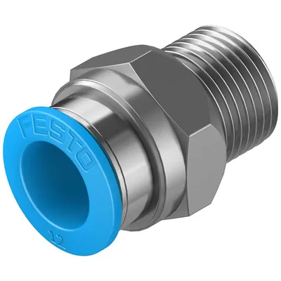 Съединител пневматичен Festo Push In шлаух - резба 3/8", шлаух 12 мм, QS-3/8-12
