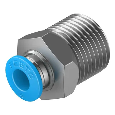 Съединител пневматичен Festo Push In шлаух - резба 3/8", шлаух 6 мм, QS-3/8-6