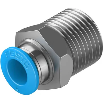 Съединител пневматичен Festo Push In шлаух - резба  3/8", шлаух 8 мм, QS-3/8-8