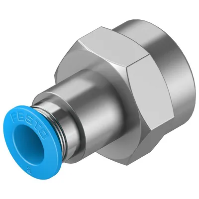 Съединител пневматичен Festo Push In шлаух - резба  3/8", шлаух 8 мм, QSF-3/8-8-B