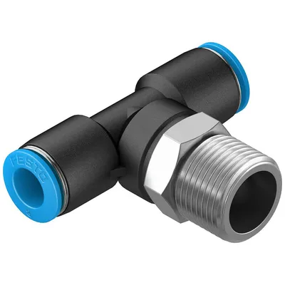 Тройник пневматичен Festo Push In шлаух - шлаух - Мрезба QST 3/8", шлаух 8 мм, QST-3/8-8